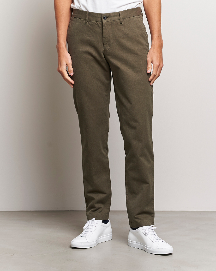 Hombres | Pantalones | J.Lindeberg | Chaze Flannel Twill Pants Forest Green