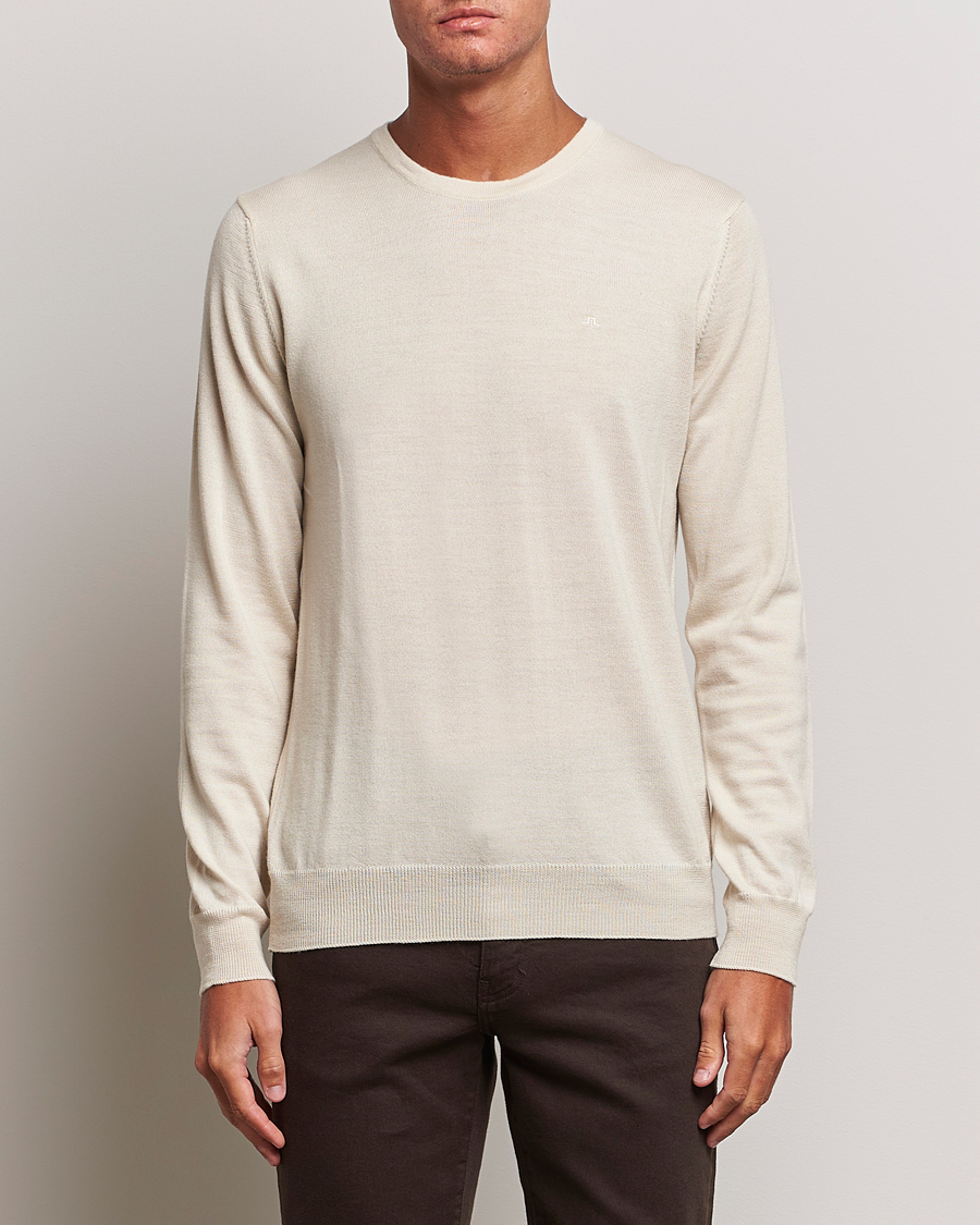 Hombres | Jerséis y prendas de punto | J.Lindeberg | Lyle True Merino Crew Neck Pullover Oyster Grey