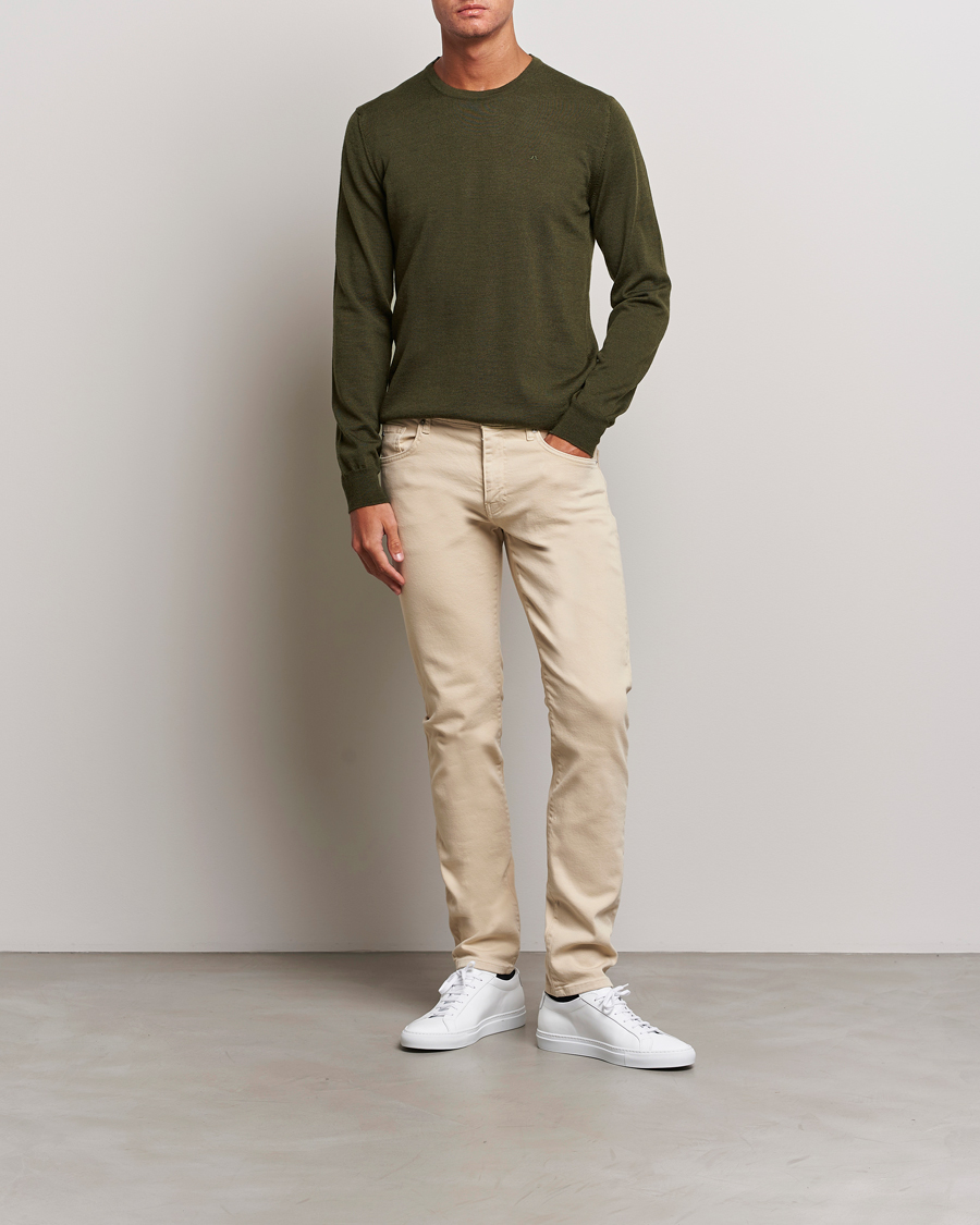 Hombres | Jerséis y prendas de punto | J.Lindeberg | Lyle True Merino Crew Neck Pullover Forest Green