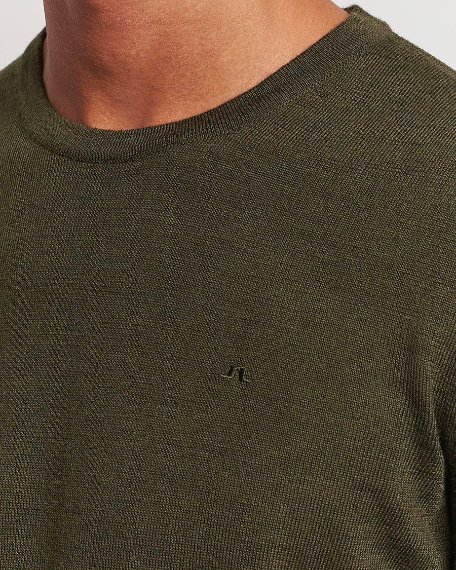 Hombres | Jerséis y prendas de punto | J.Lindeberg | Lyle True Merino Crew Neck Pullover Forest Green