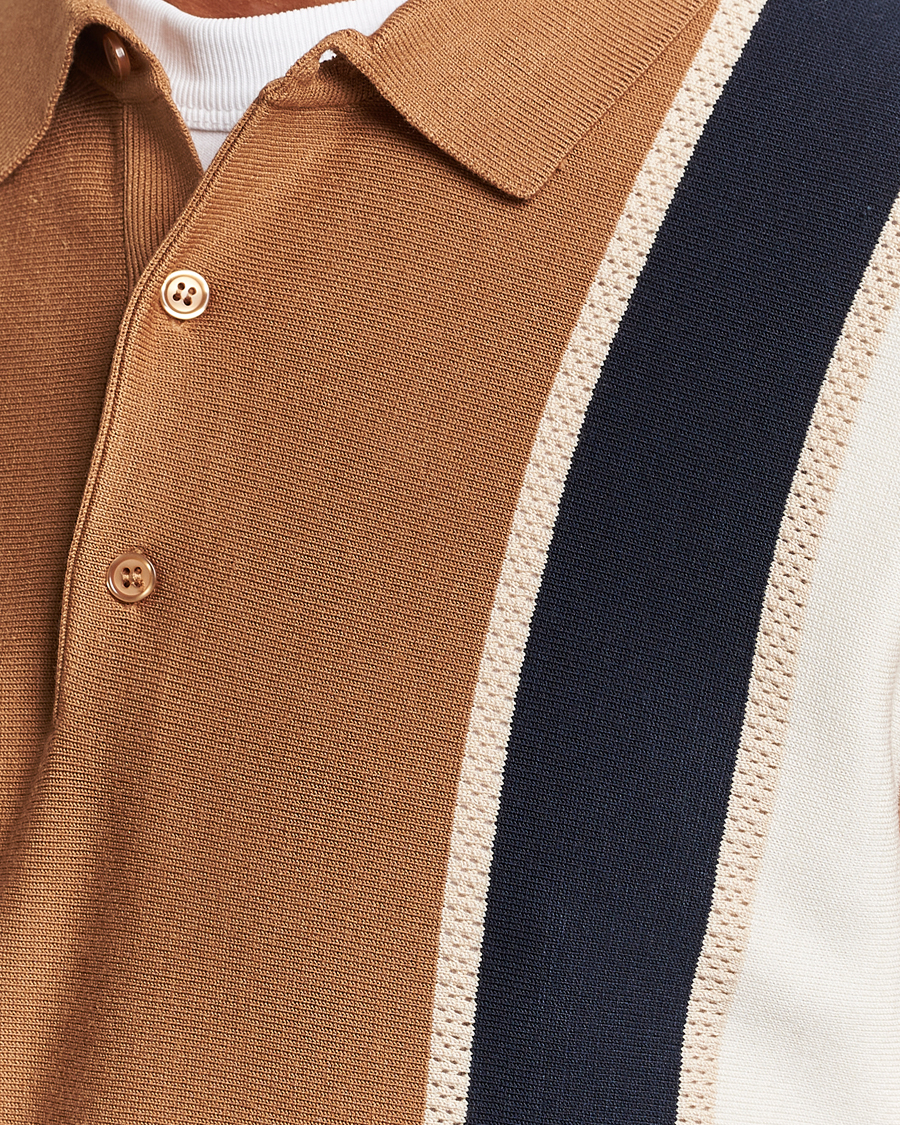 Hombres | Jerséis y prendas de punto | J.Lindeberg | Heden Striped Knitted Polo Chipmunk