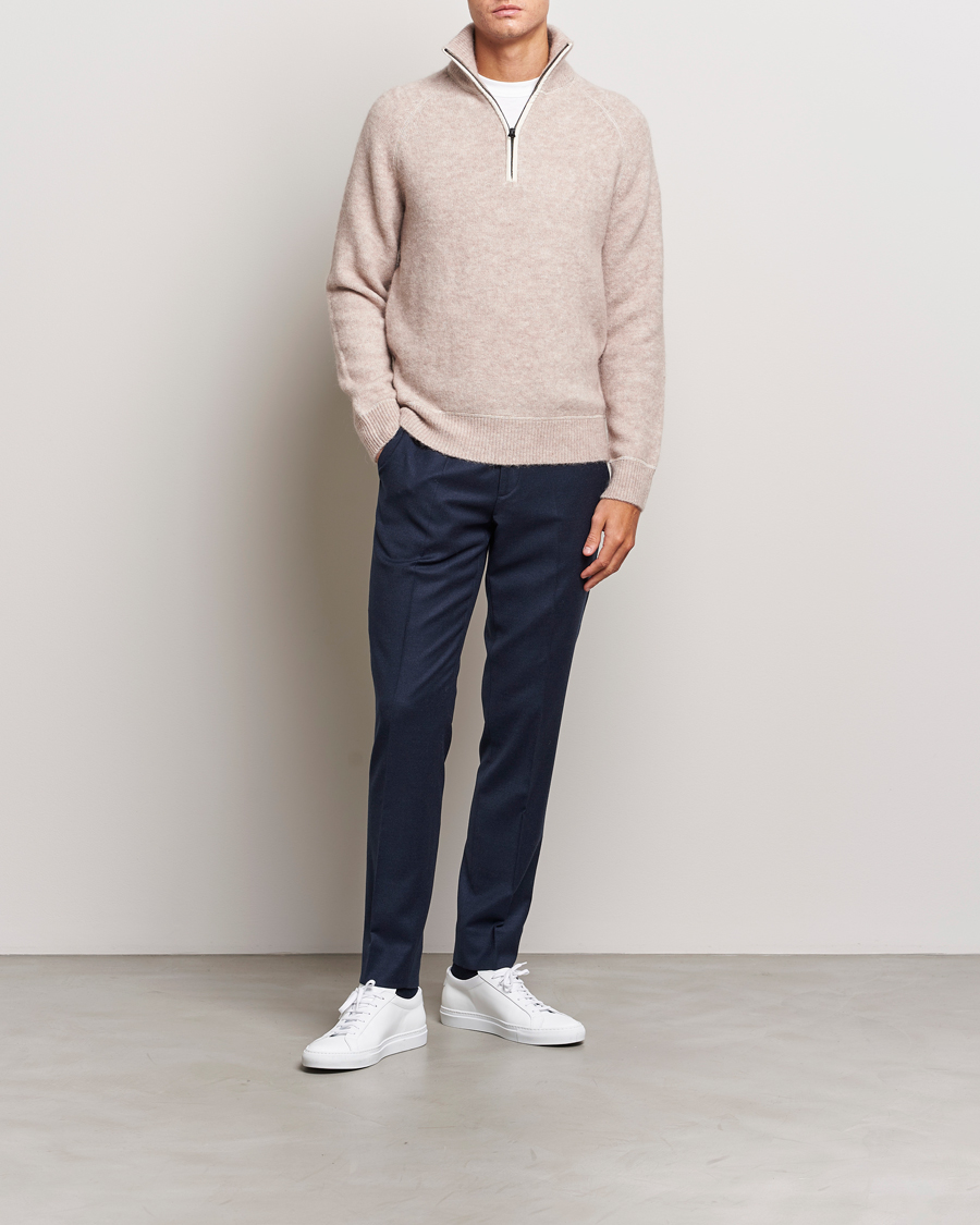 Hombres | Jerséis y prendas de punto | J.Lindeberg | Wilton Half Zip Sweater Oyster Grey