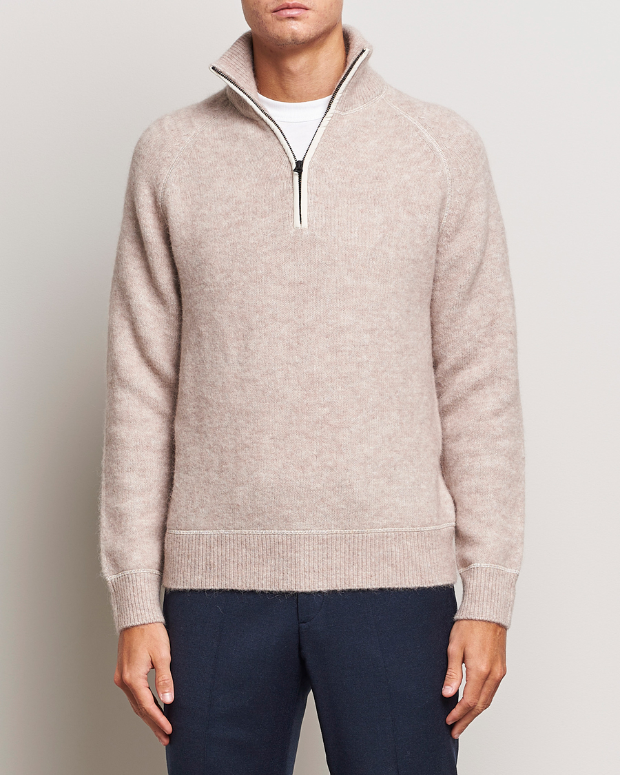 Hombres | Jerséis y prendas de punto | J.Lindeberg | Wilton Half Zip Sweater Oyster Grey