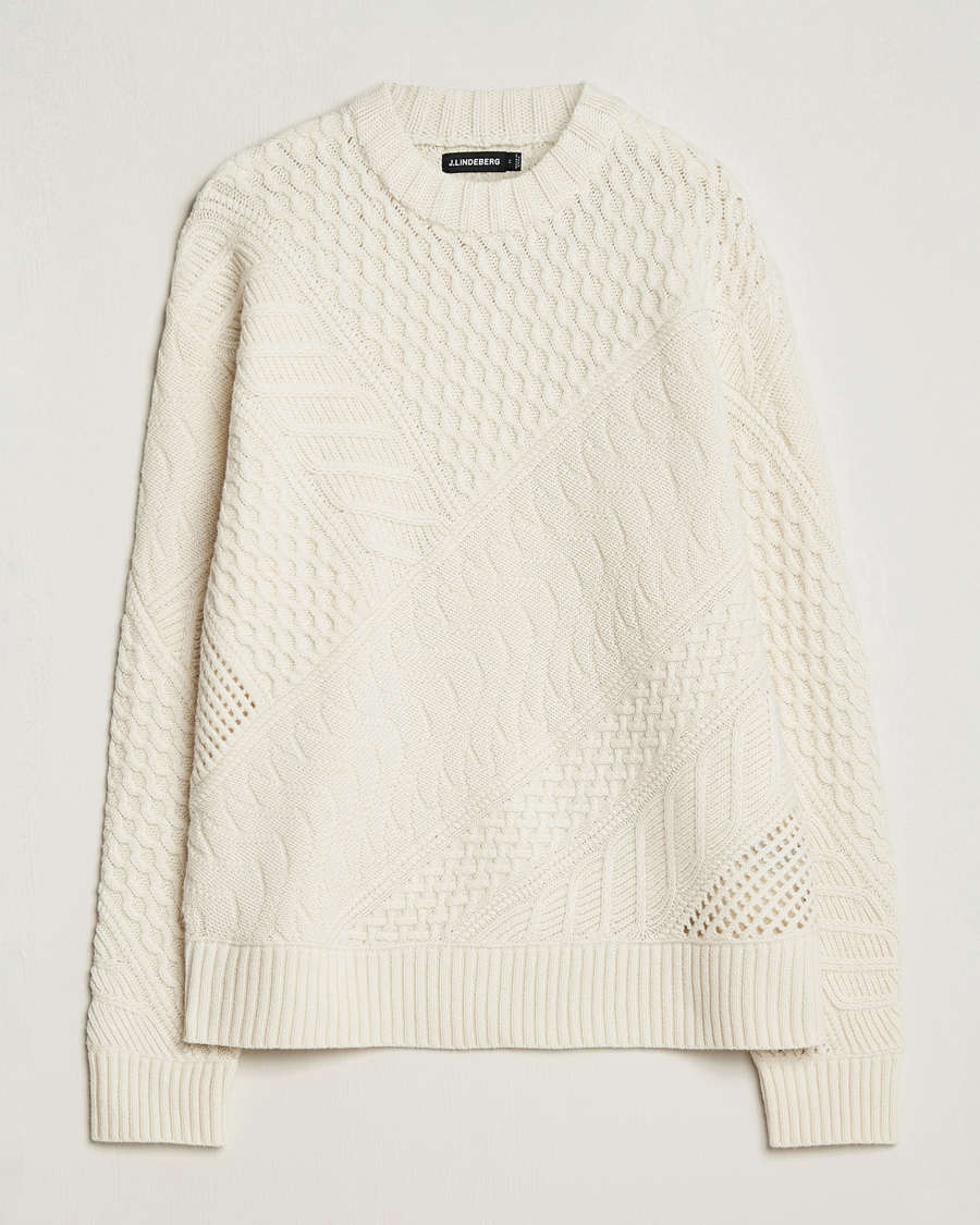 Hombres | Jerséis y prendas de punto | J.Lindeberg | Savio Cable Knit Mock Neck Cloud White