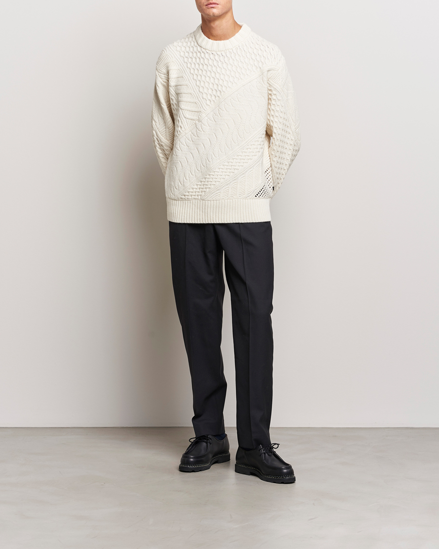 Hombres | Jerséis y prendas de punto | J.Lindeberg | Savio Cable Knit Mock Neck Cloud White