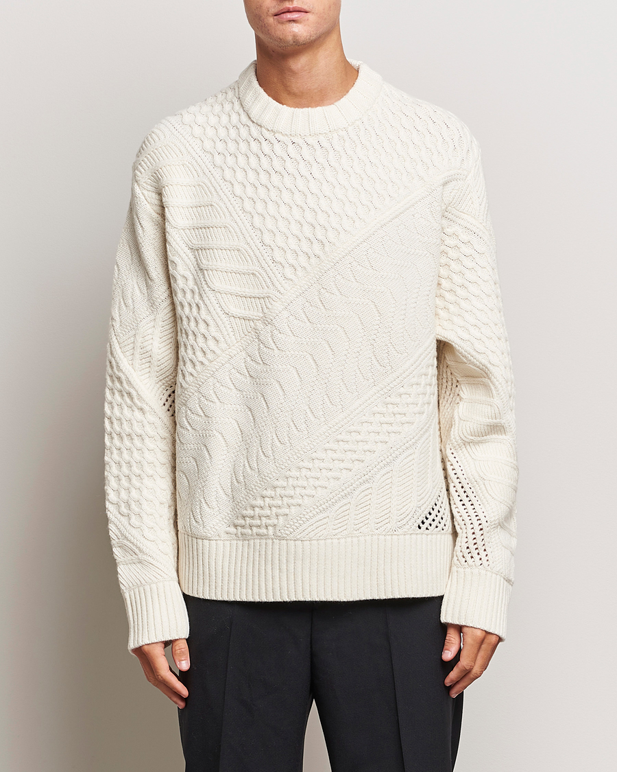 Hombres | Jerséis y prendas de punto | J.Lindeberg | Savio Cable Knit Mock Neck Cloud White