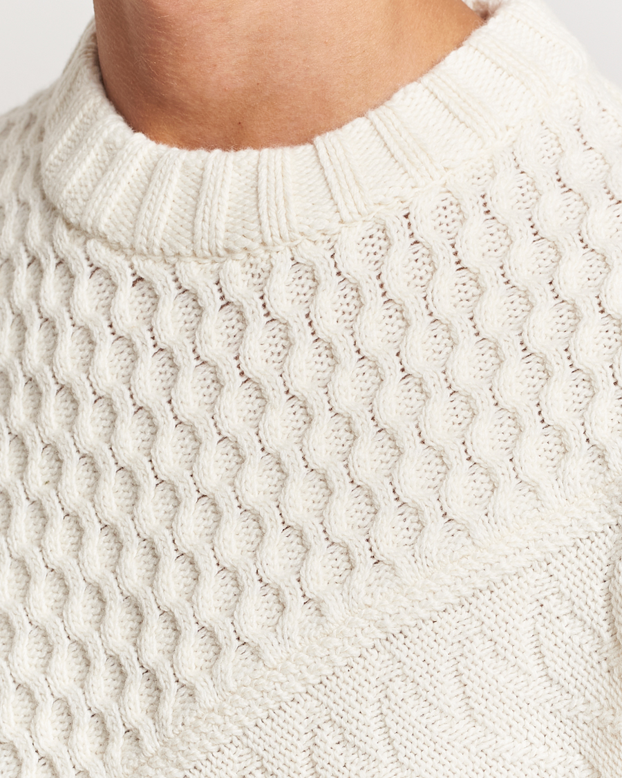 Hombres | Jerséis y prendas de punto | J.Lindeberg | Savio Cable Knit Mock Neck Cloud White