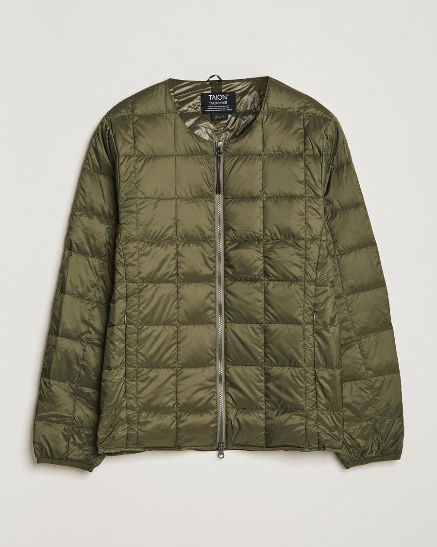 Hombres | Abrigos y chaquetas | TAION | Crew Neck W-Zip Down Jacket Dark Olive