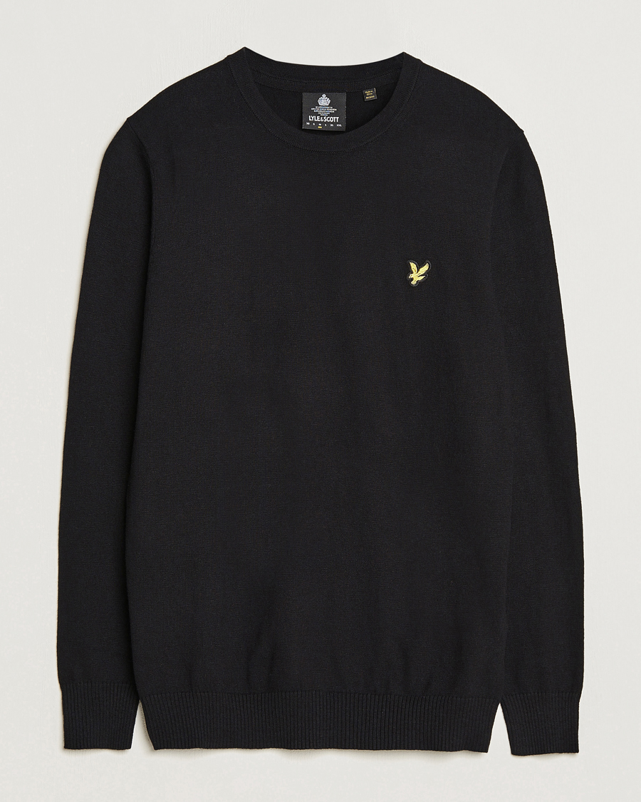 Hombres | Jerséis y prendas de punto | Lyle & Scott | Cotton/Merino Crew Neck Jumper Jet Black