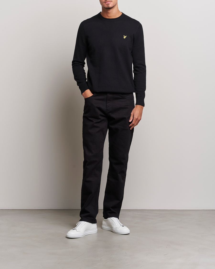 Hombres | Jerséis y prendas de punto | Lyle & Scott | Cotton/Merino Crew Neck Jumper Jet Black
