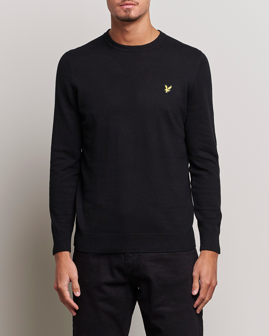 Hombres | Jerséis y prendas de punto | Lyle & Scott | Cotton/Merino Crew Neck Jumper Jet Black