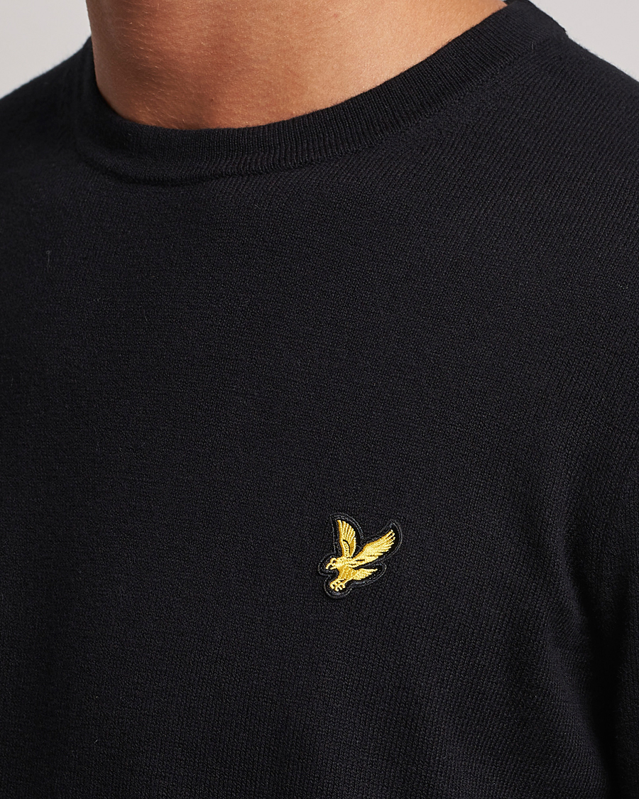Hombres | Jerséis y prendas de punto | Lyle & Scott | Cotton/Merino Crew Neck Jumper Jet Black
