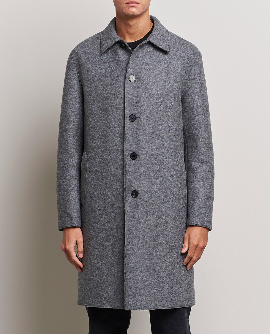 Hombres | Abrigos y chaquetas | Harris Wharf London | Pressed Wool Mac Coat Grey Moul