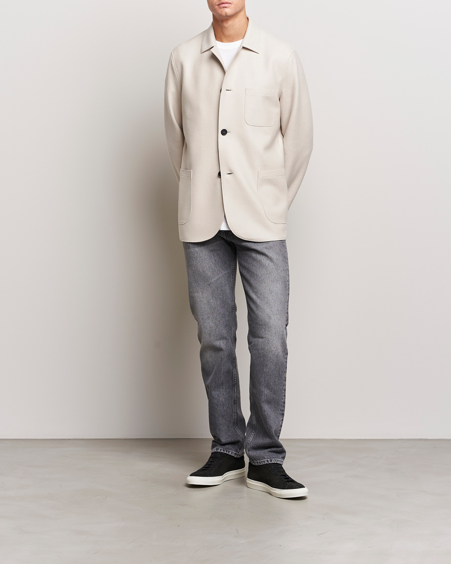 Hombres | Blazers | Harris Wharf London | Dropped Shoulder Wool Jacket Cream