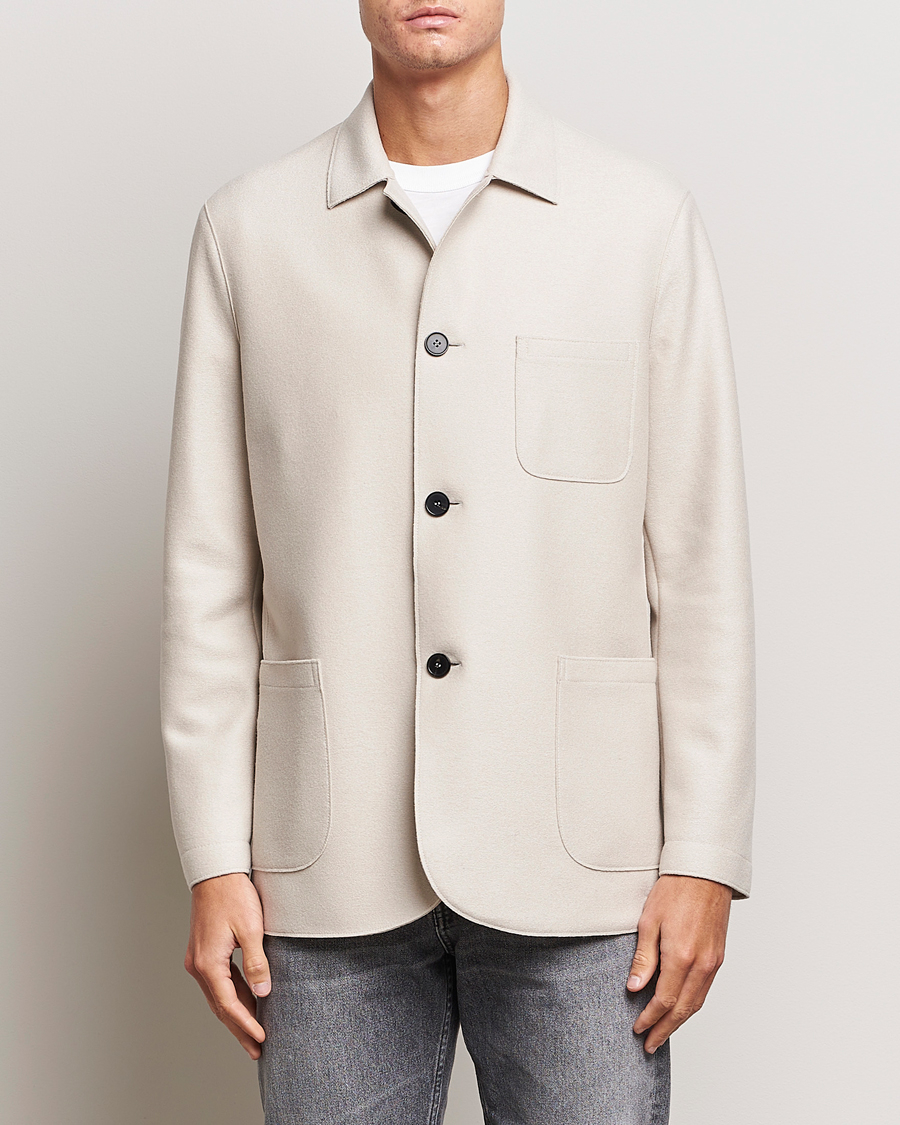 Hombres | Blazers | Harris Wharf London | Dropped Shoulder Wool Jacket Cream