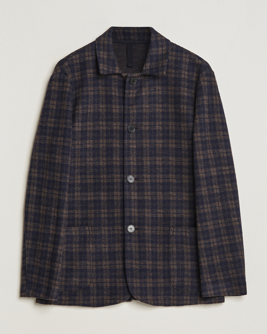 Hombres | Blazers | Harris Wharf London | Dropped Shoulder Checked Jacket Navy/Brown