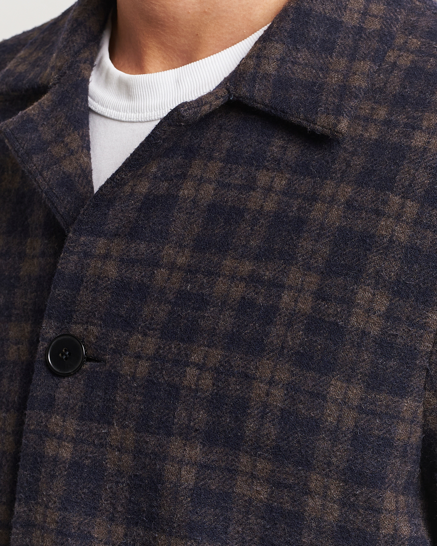 Hombres | Blazers | Harris Wharf London | Dropped Shoulder Checked Jacket Navy/Brown