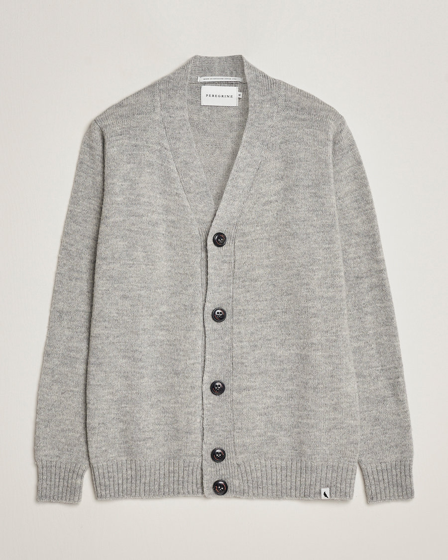 Hombres | Jerséis y prendas de punto | Peregrine | Maker's Stitch Merino Cardigan Light Grey