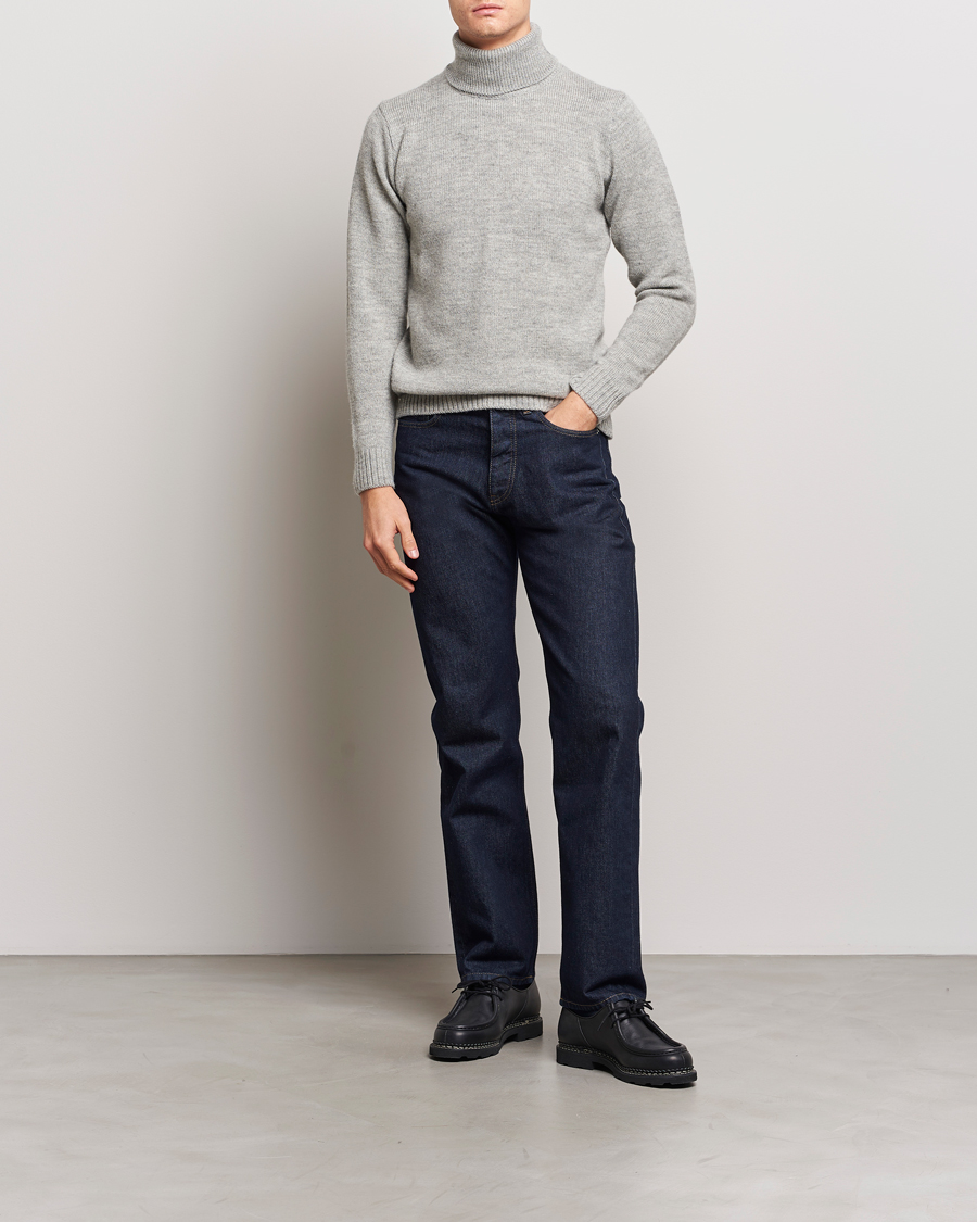 Hombres | Jerséis y prendas de punto | Peregrine | Maker's Stitch Merino Polo Light Grey