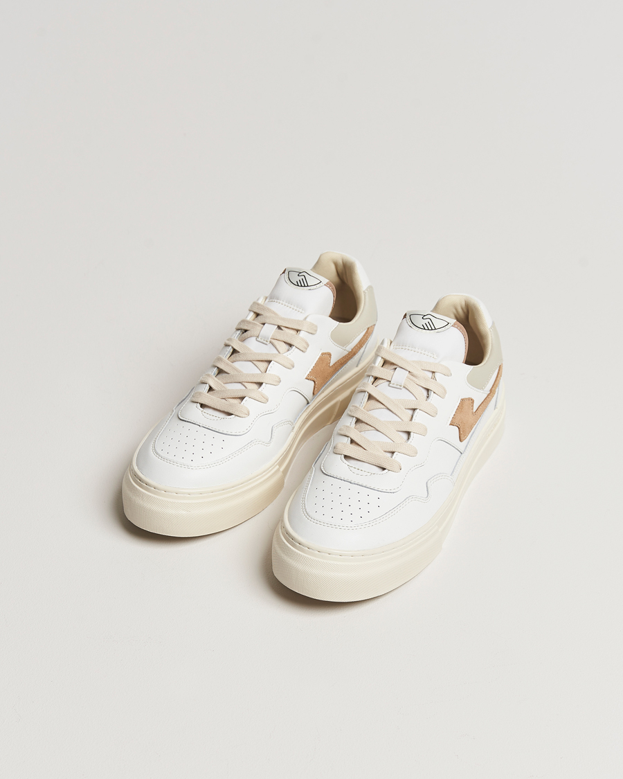Hombres | Stepney Workers Club Pearl S-Strike Leather Sneaker White/Earth | Stepney Workers Club | Pearl S-Strike Leather Sneaker White/Earth