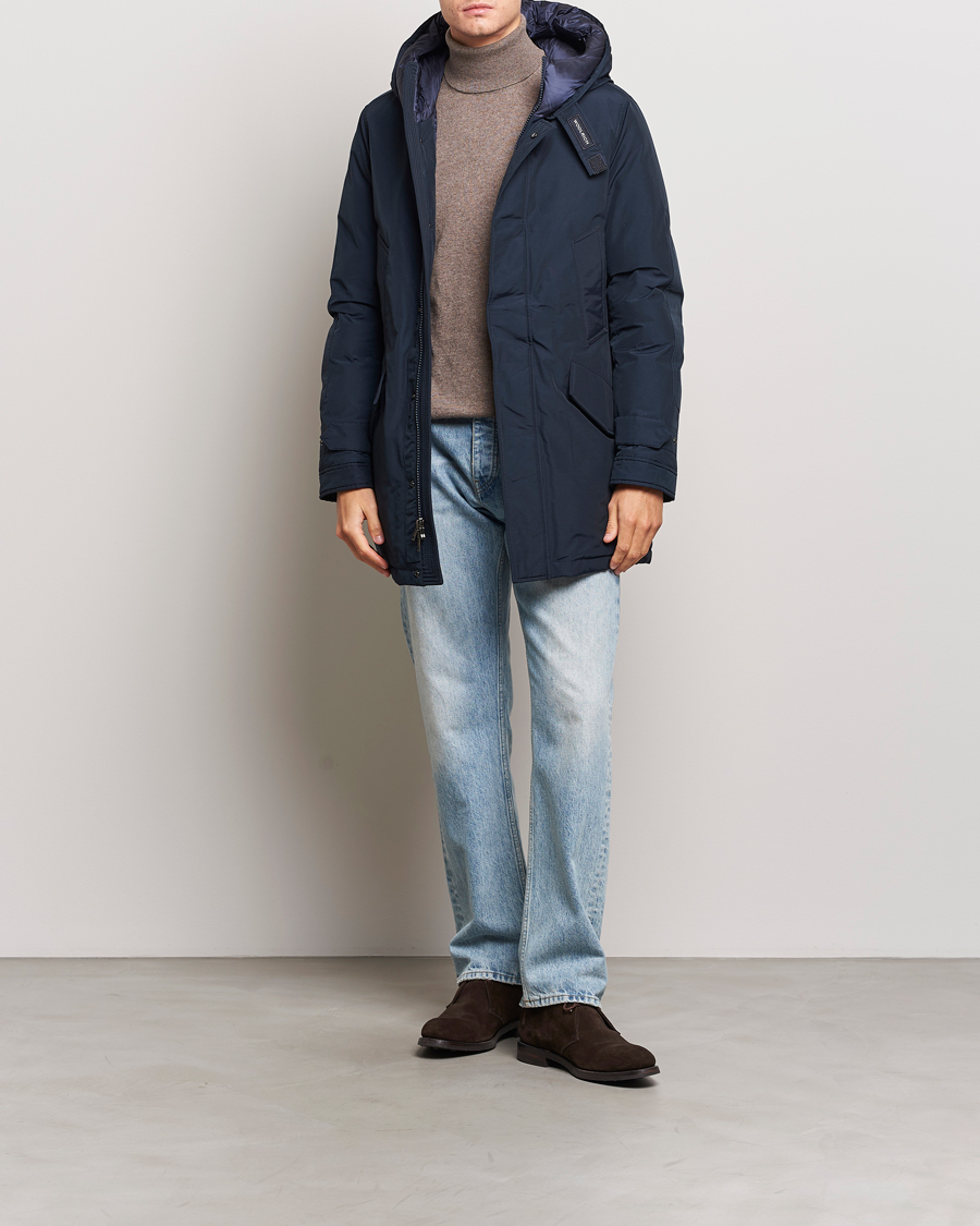 Hombres | Abrigos y chaquetas | Woolrich | Polar High Collar Parka Melton Blue