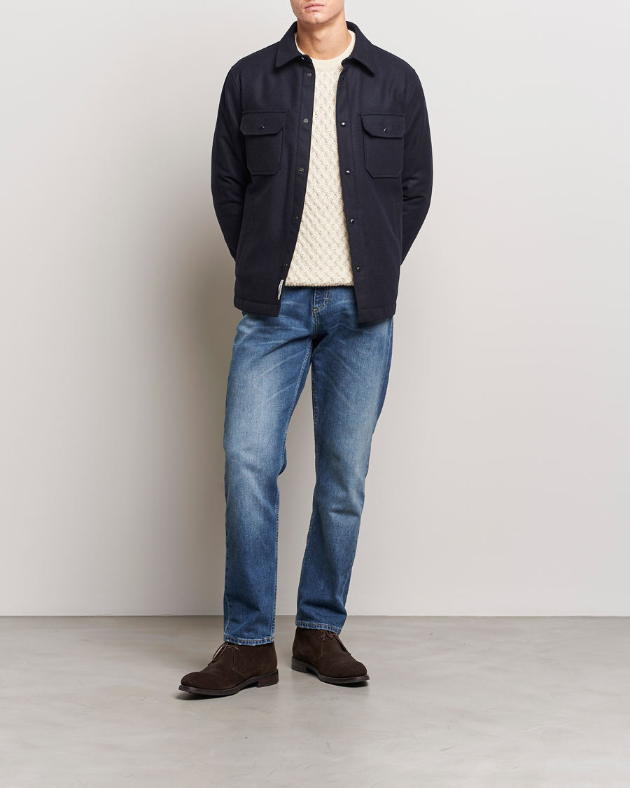 Hombres | Abrigos y chaquetas | Woolrich | Alaskan Melton Wool Overshirt Melton Blue