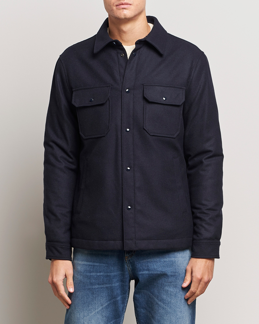 Hombres | Abrigos y chaquetas | Woolrich | Alaskan Melton Wool Overshirt Melton Blue