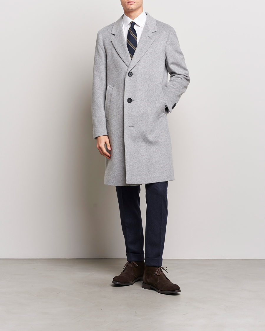 Hombres | Abrigos y chaquetas | Oscar Jacobson | Shaw Wool/Cashmere Coat Light Grey
