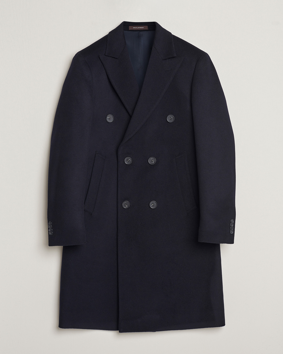 Hombres | Abrigos y chaquetas | Oscar Jacobson | Slater Wool/Cashmere Double Breasted Coat Navy