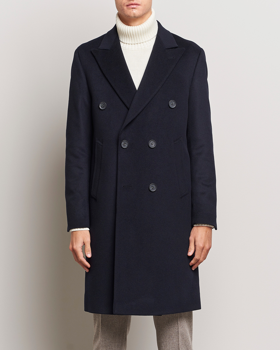 Hombres | Abrigos y chaquetas | Oscar Jacobson | Slater Wool/Cashmere Double Breasted Coat Navy