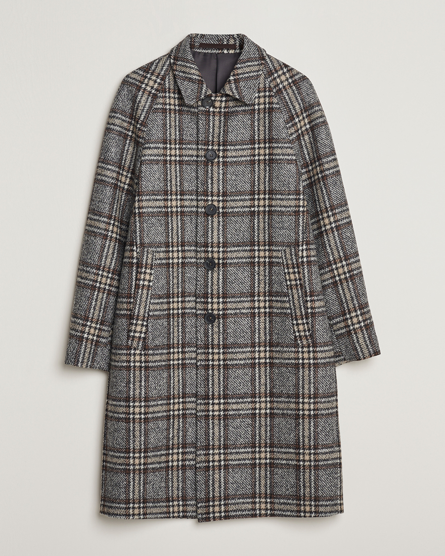 Hombres | Abrigos y chaquetas | Oscar Jacobson | Sala Checked Raglan Wool Coat Brown