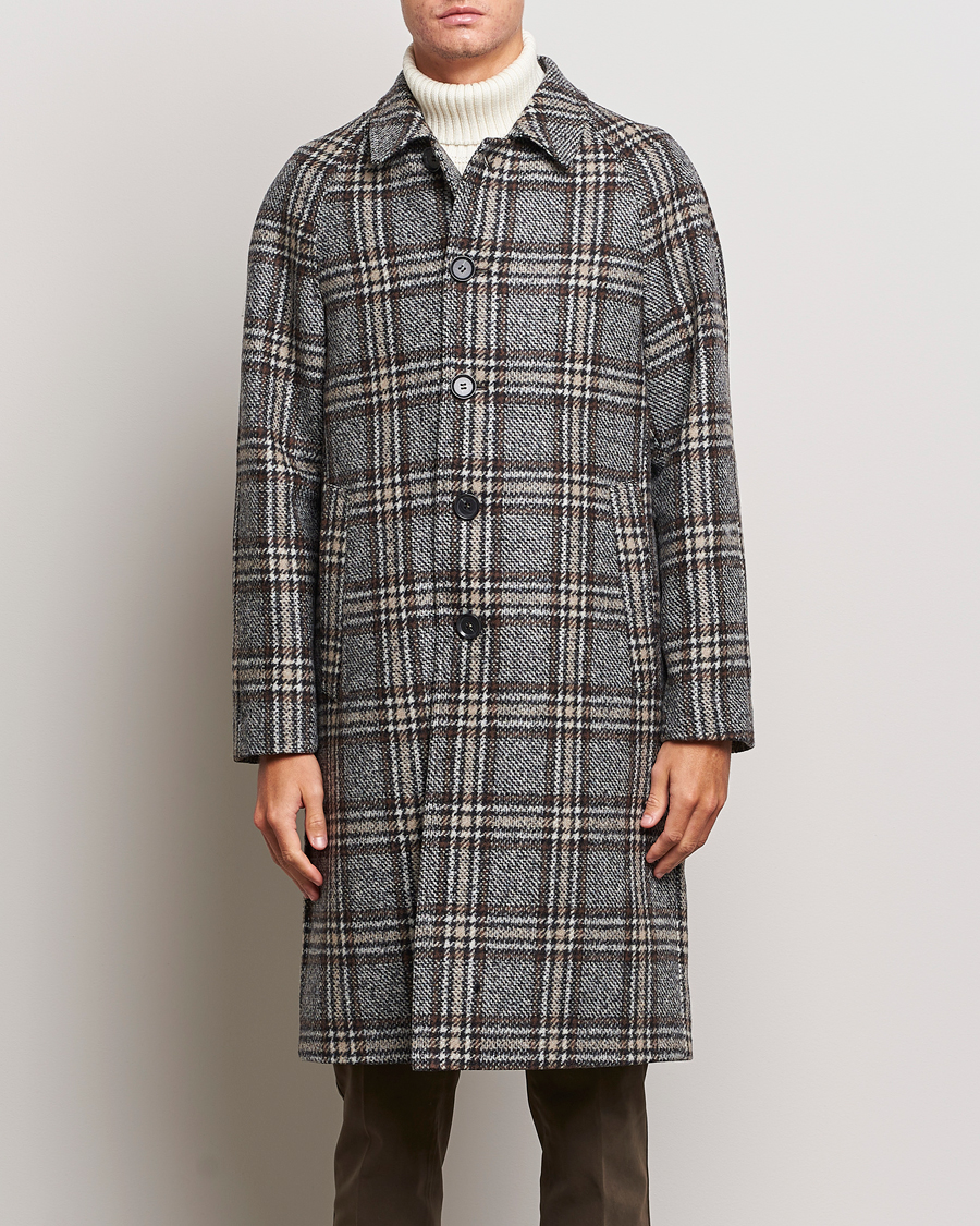 Hombres | Abrigos y chaquetas | Oscar Jacobson | Sala Checked Raglan Wool Coat Brown
