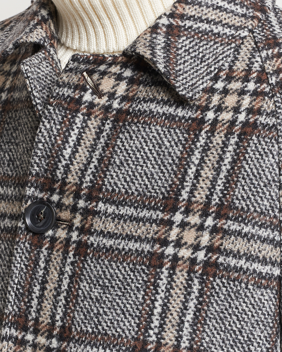 Hombres | Abrigos y chaquetas | Oscar Jacobson | Sala Checked Raglan Wool Coat Brown