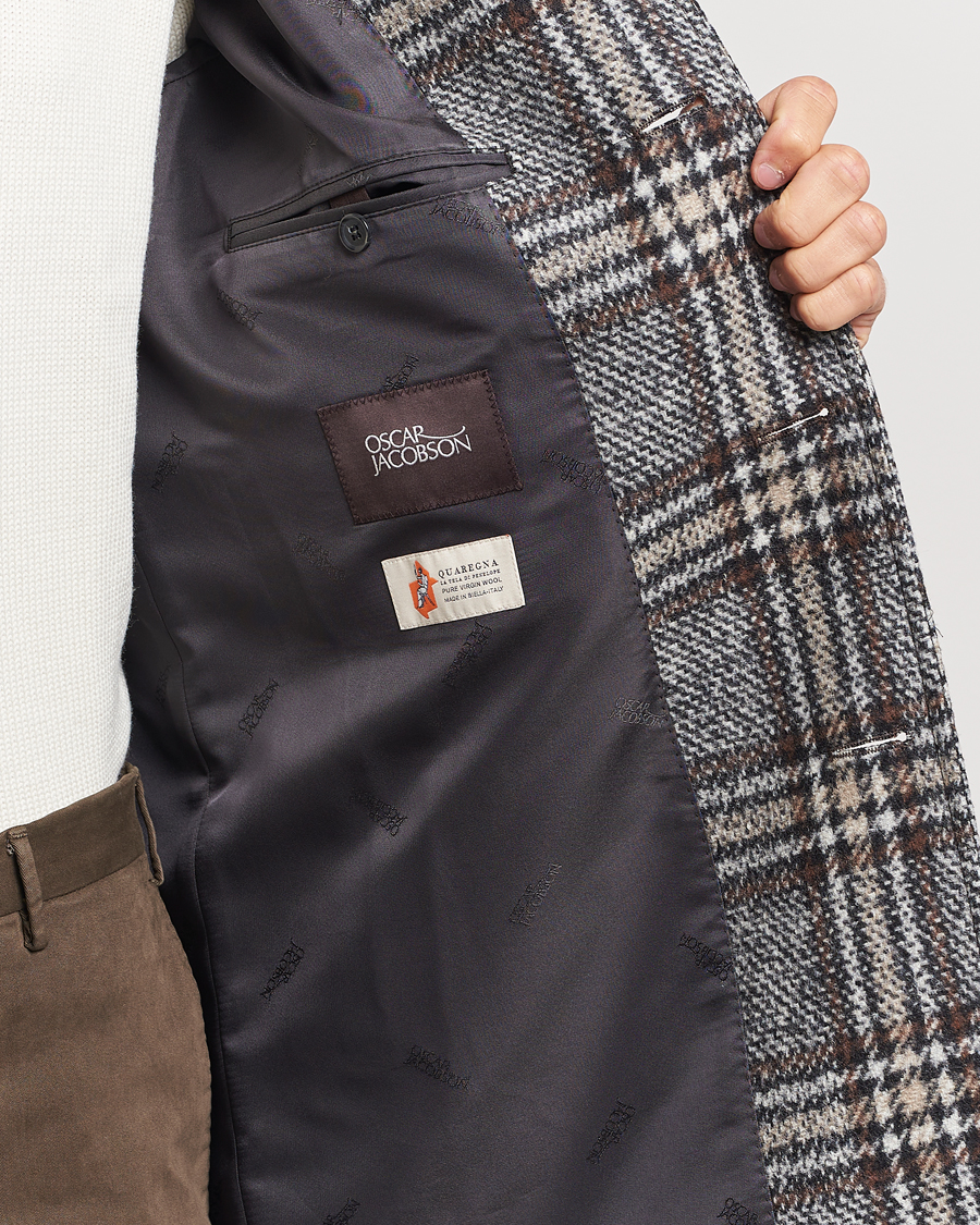 Hombres | Abrigos y chaquetas | Oscar Jacobson | Sala Checked Raglan Wool Coat Brown