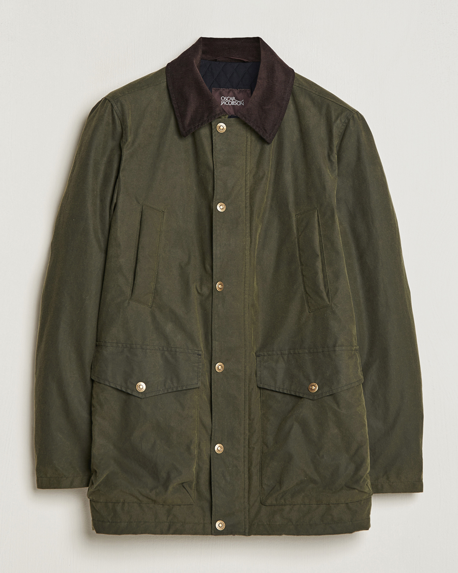Hombres | Abrigos y chaquetas | Oscar Jacobson | Colewyn Waxed Padded Jacket Olive