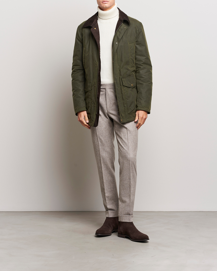 Hombres | Abrigos y chaquetas | Oscar Jacobson | Colewyn Waxed Padded Jacket Olive
