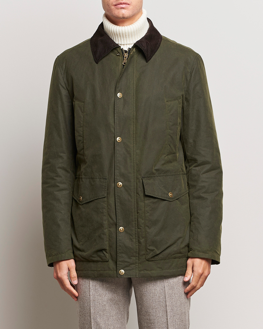 Hombres | Abrigos y chaquetas | Oscar Jacobson | Colewyn Waxed Padded Jacket Olive