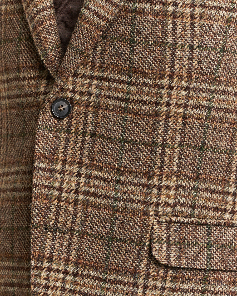 Hombres | Blazers | Oscar Jacobson | Fogerty Soft Checked Wool Blazer Brown