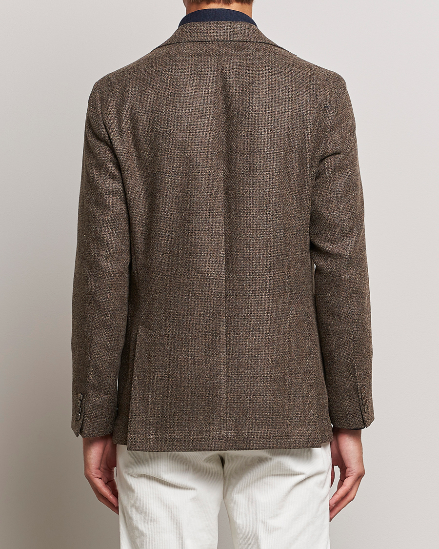 Hombres | Blazers | Oscar Jacobson | Ferry Patch Hopsack Wool/Cotton/Cashmere Blazer Brown
