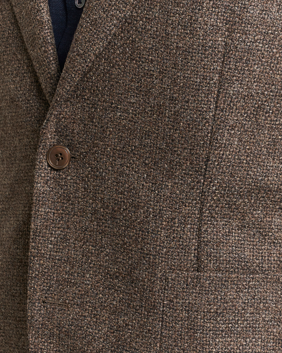Hombres | Blazers | Oscar Jacobson | Ferry Patch Hopsack Wool/Cotton/Cashmere Blazer Brown