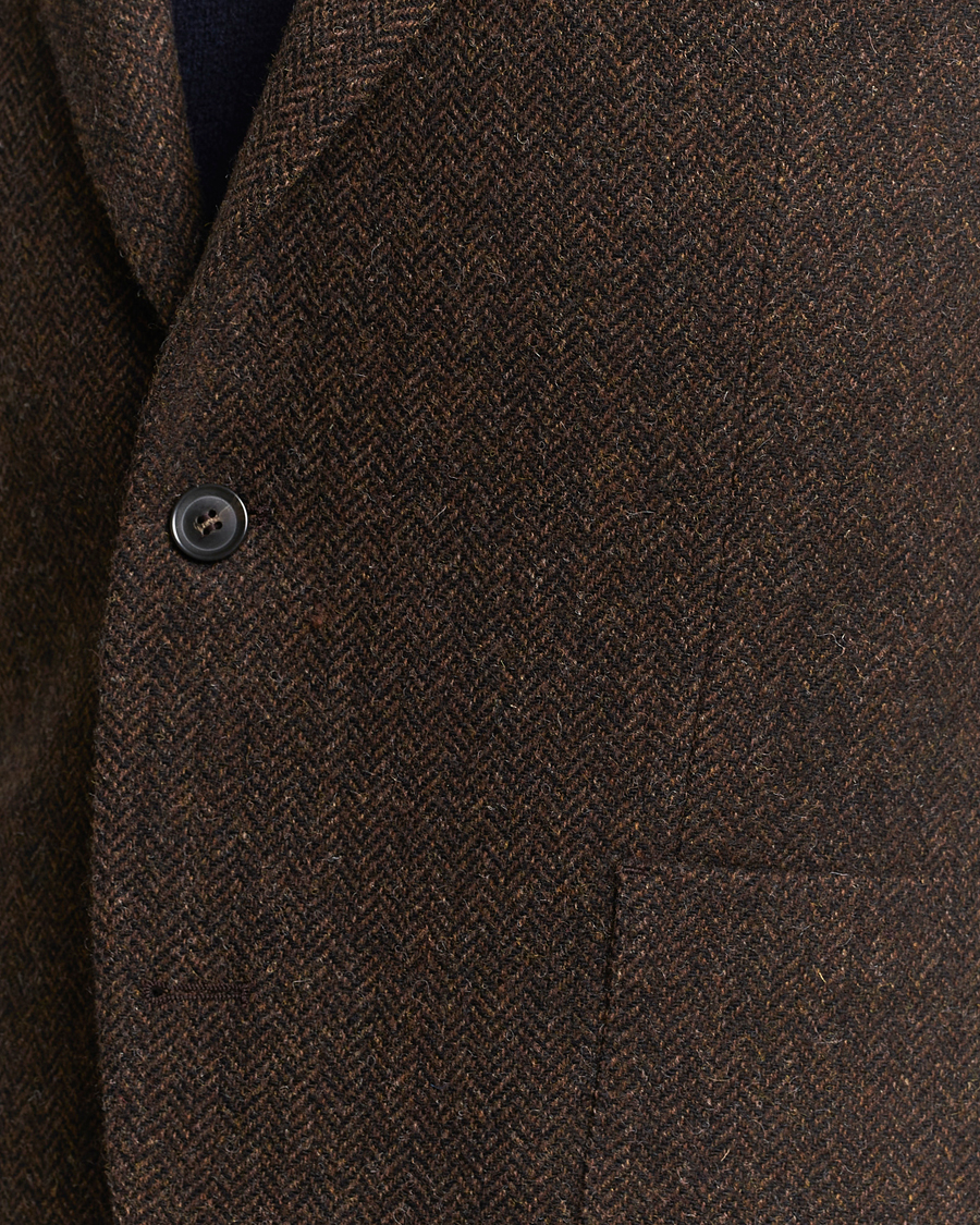 Hombres | Blazers | Oscar Jacobson | Fogerty Moon Herringbone Tweed Blazer Brown