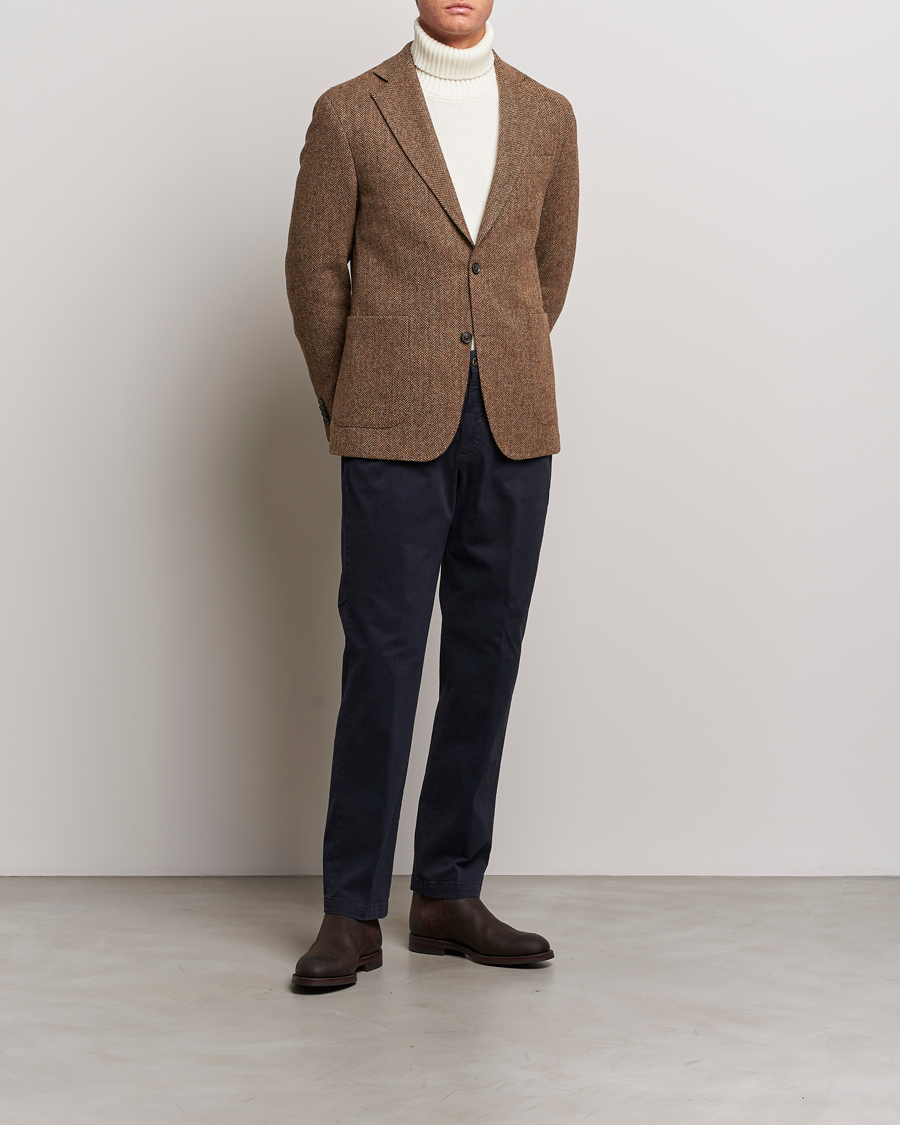 Hombres | Blazers | Oscar Jacobson | Fogerty Moon Herringbone Tweed Blazer Beige