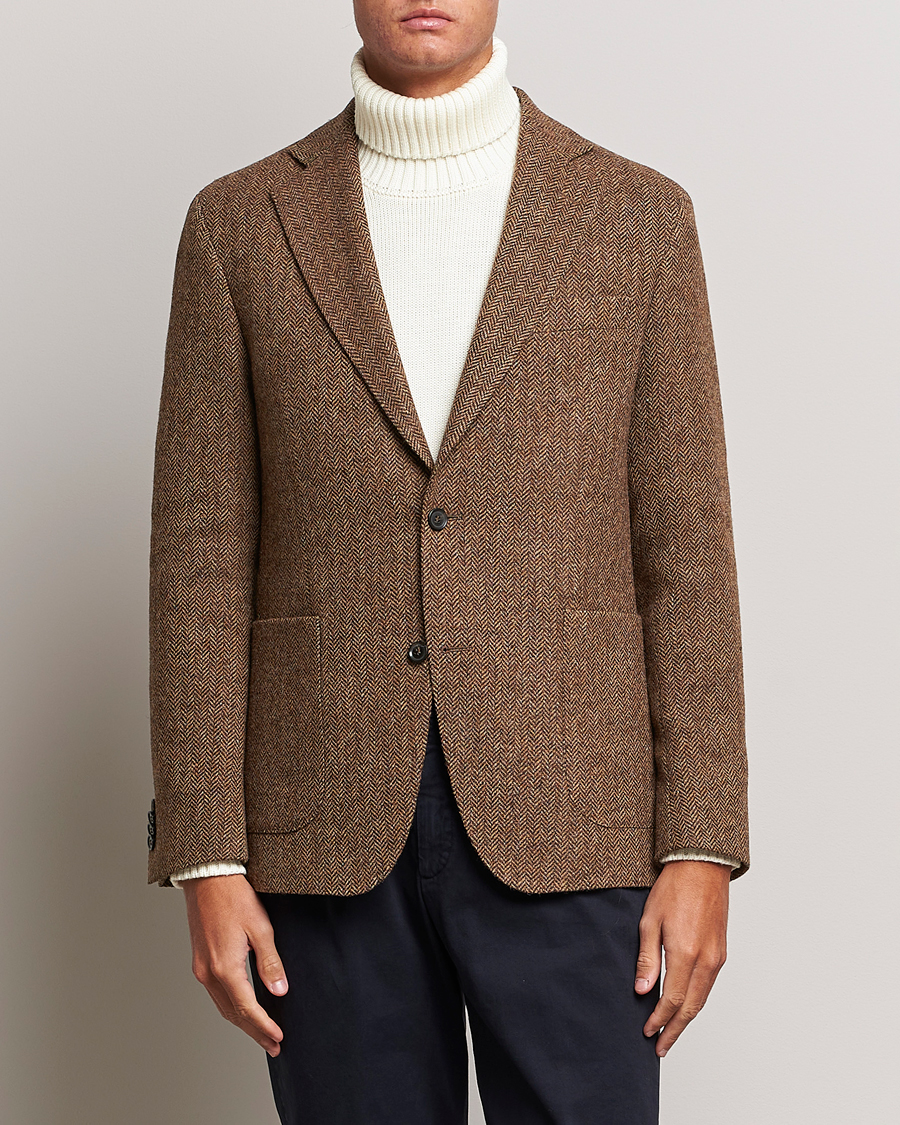 Hombres | Blazers | Oscar Jacobson | Fogerty Moon Herringbone Tweed Blazer Beige
