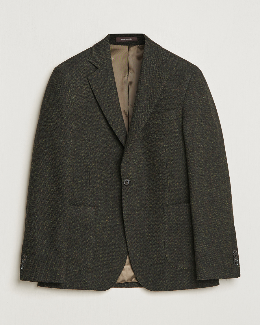 Hombres | Blazers | Oscar Jacobson | Fogerty Moon Herringbone Tweed Blazer Green