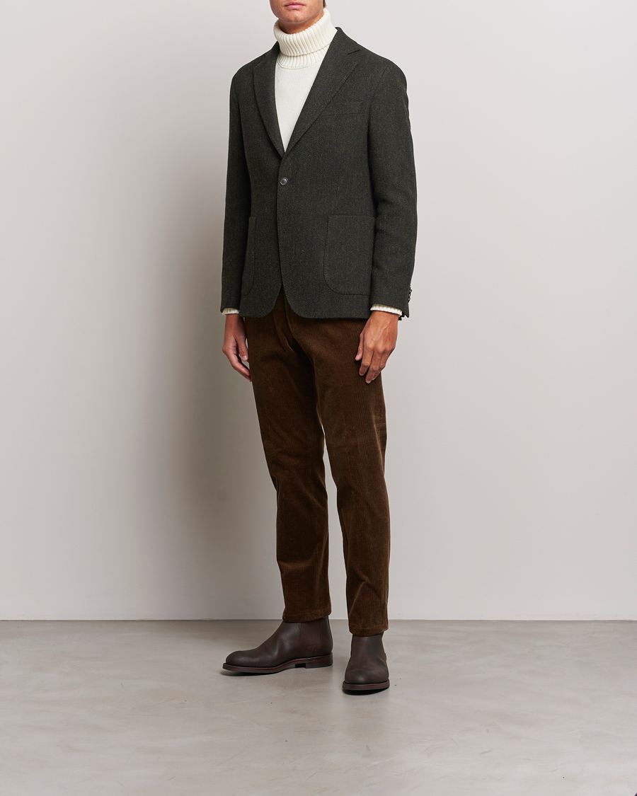 Hombres | Blazers | Oscar Jacobson | Fogerty Moon Herringbone Tweed Blazer Green