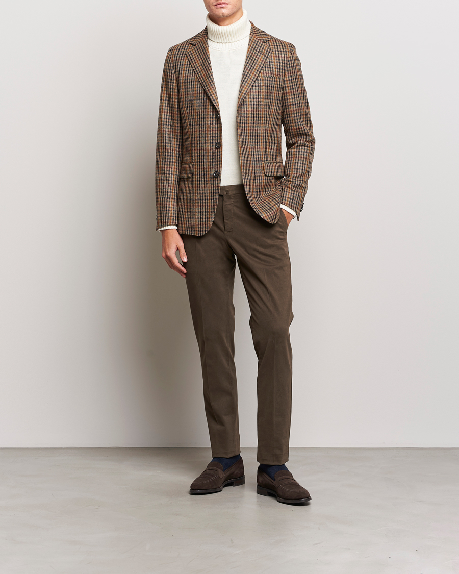 Hombres | Blazers | Oscar Jacobson | Eizer Houndstooth Wool/Cashmere Blazer Brown