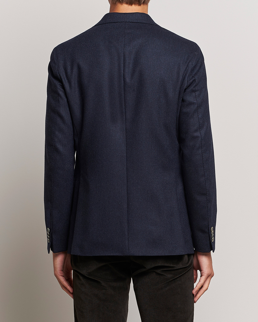 Hombres | Blazers | Oscar Jacobson | Ego Wool Flannel Blazer Navy Melange