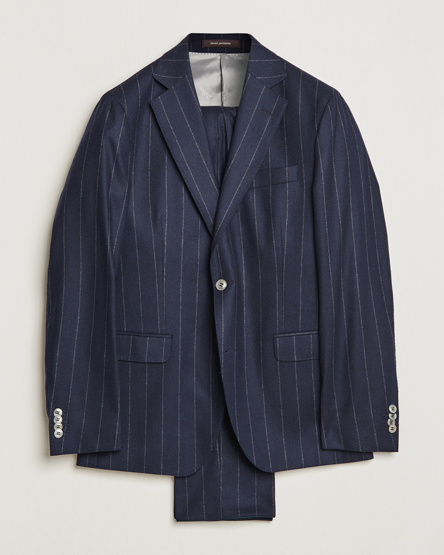 Hombres | Trajes | Oscar Jacobson | Fogerty Denz Pinstripe Wool Suit Navy