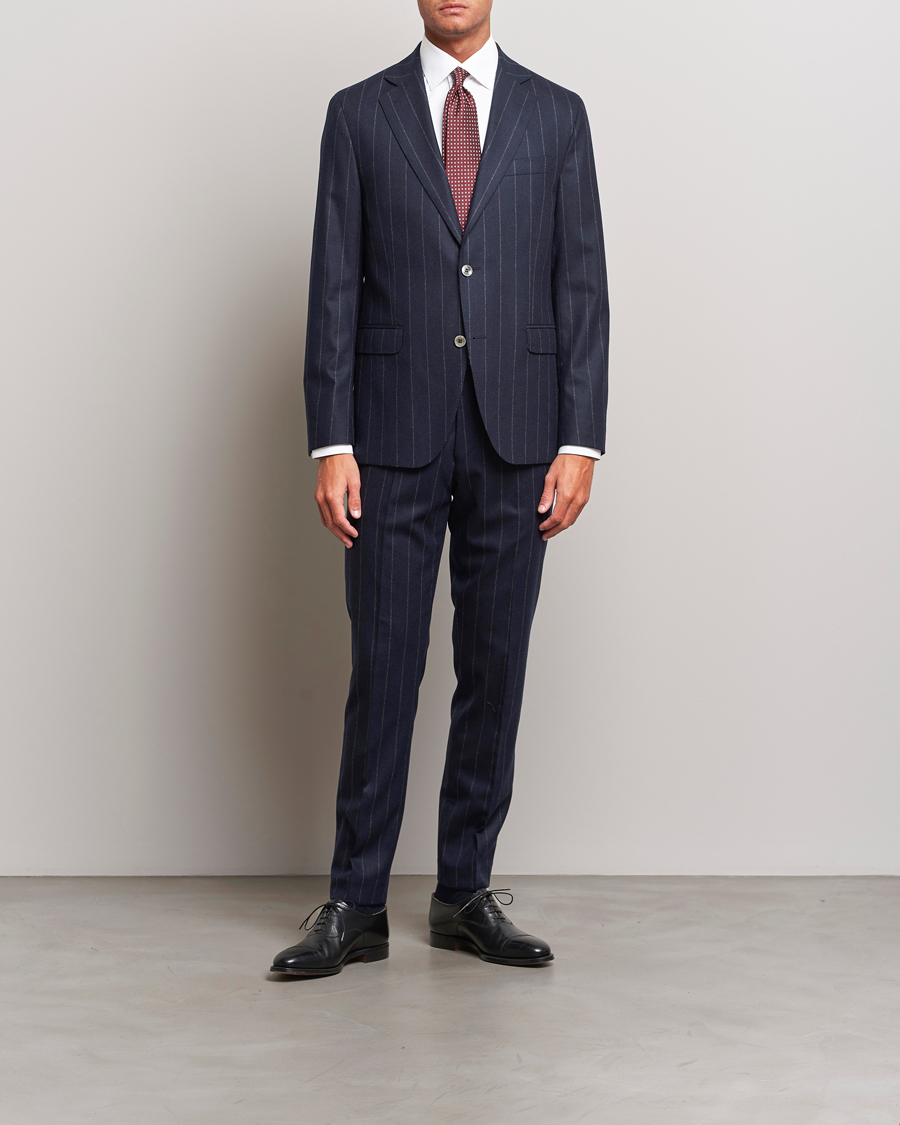 Hombres | Trajes | Oscar Jacobson | Fogerty Denz Pinstripe Wool Suit Navy