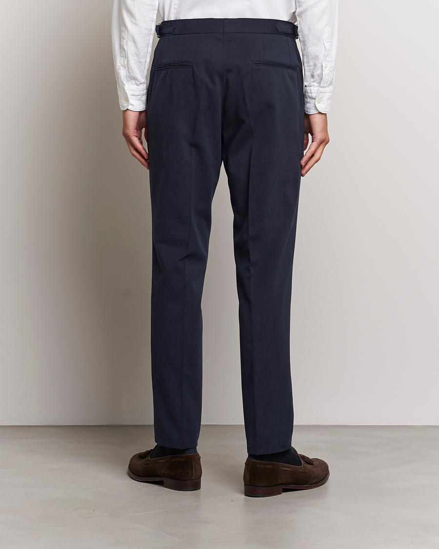 Hombres | Pantalones | Oscar Jacobson | Delon Brushed Cotton Trousers Navy